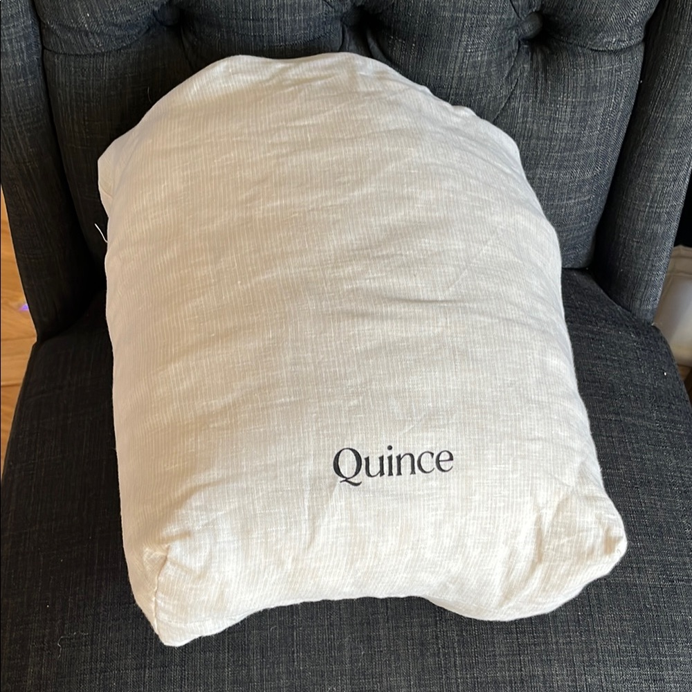 Quince European Linen Stripe Sheet Set Natural/White Mini Pinstripe King